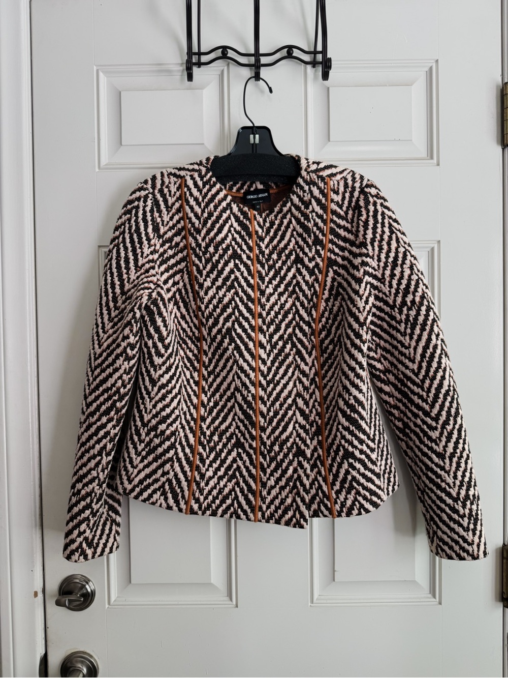 Giorgio Armani Runway Jacquard Knit Chevron Jacket